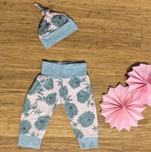 Baby floral pants and matching hat